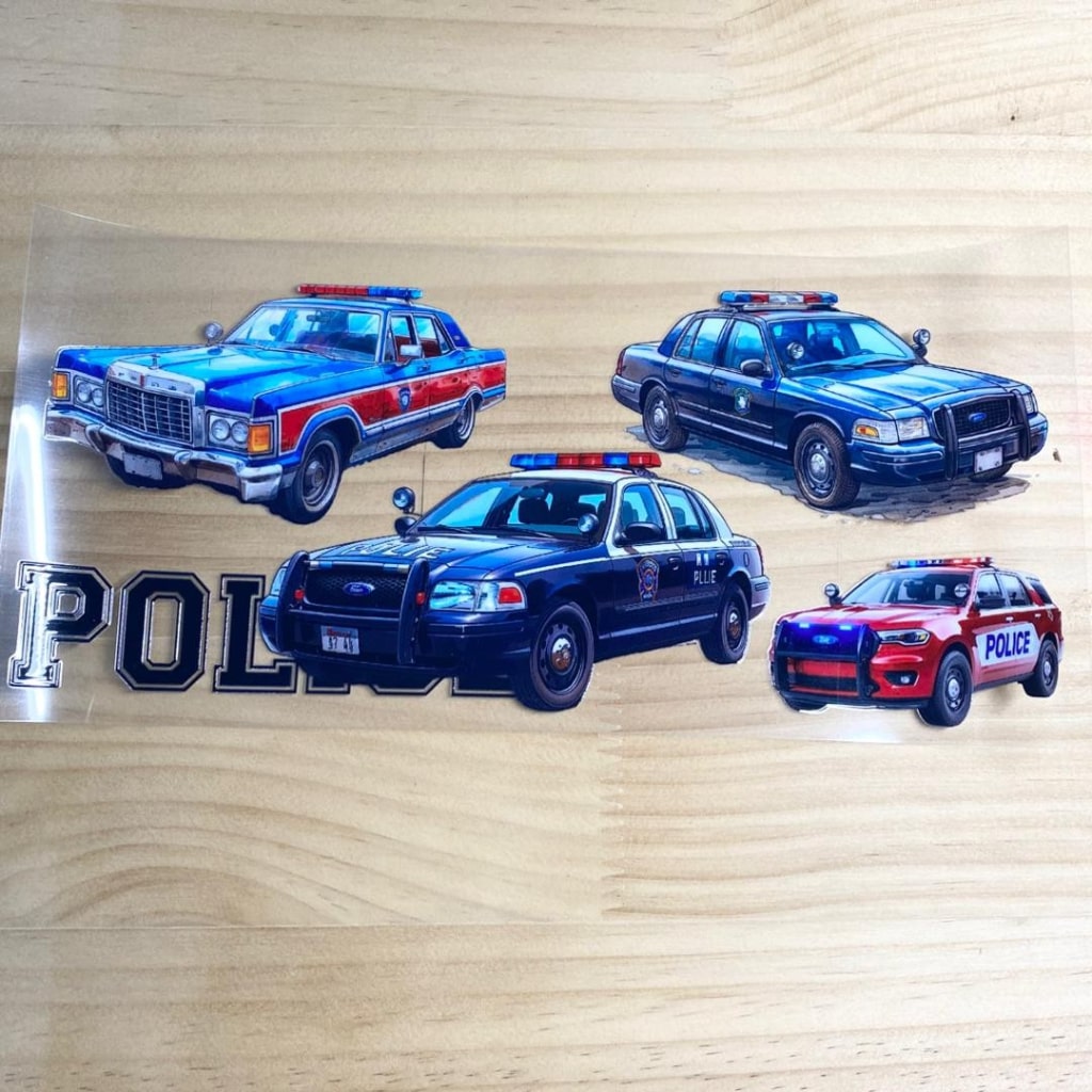 16oz UVDTF Cup Wraps, Police Car