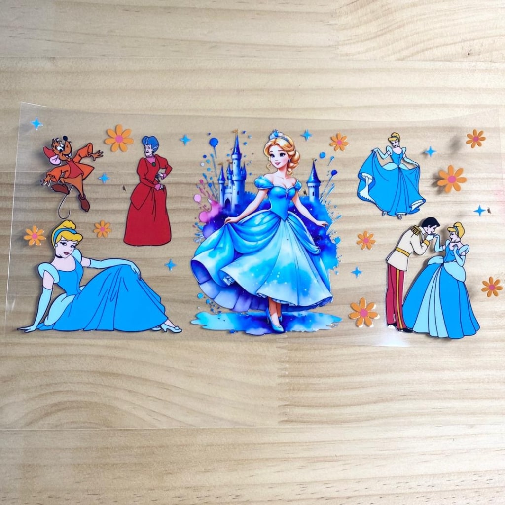 16oz UVDTF Cup Wraps, Cinderella Princess