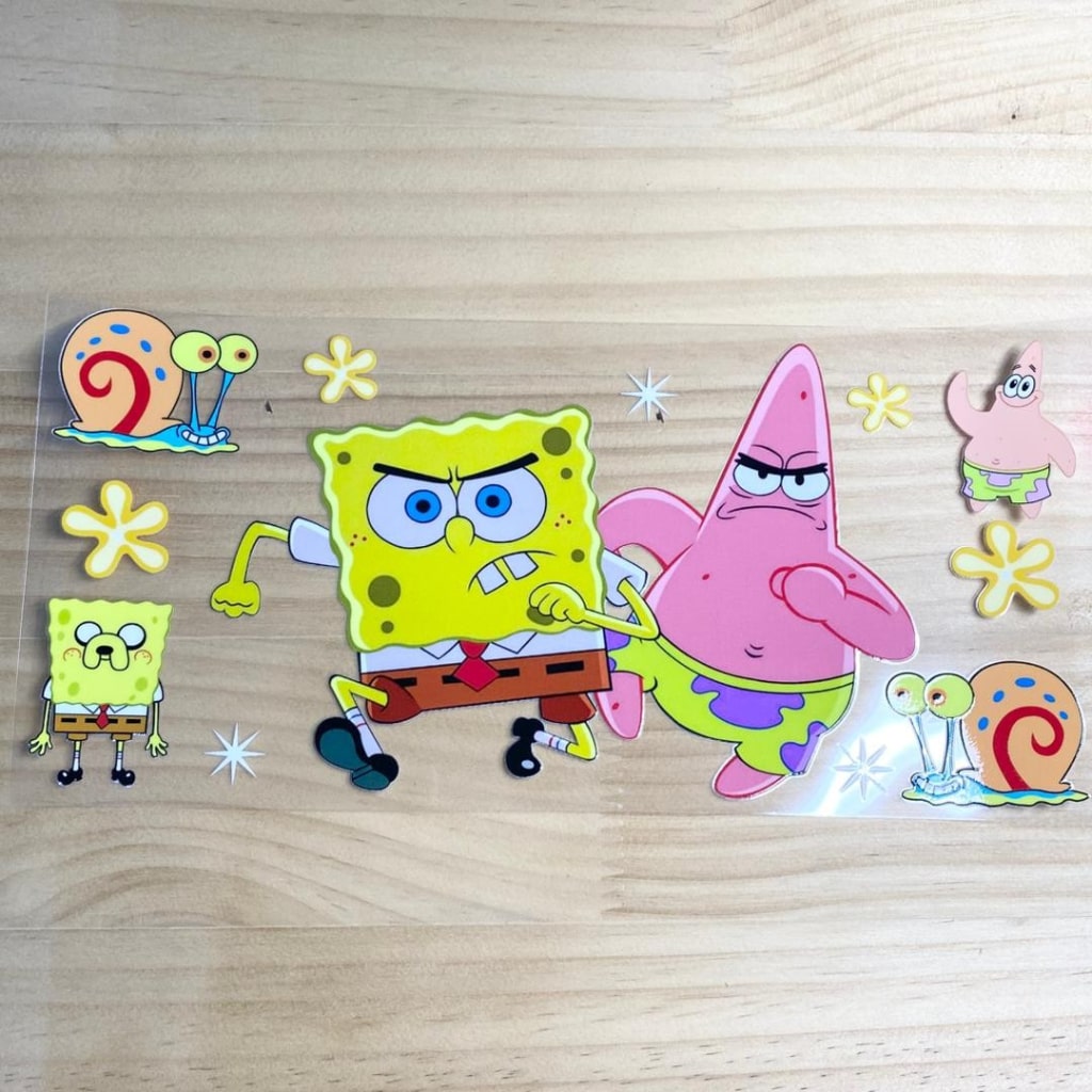 16oz UVDTF Cup Wraps, Sponge Bob, Cartoon