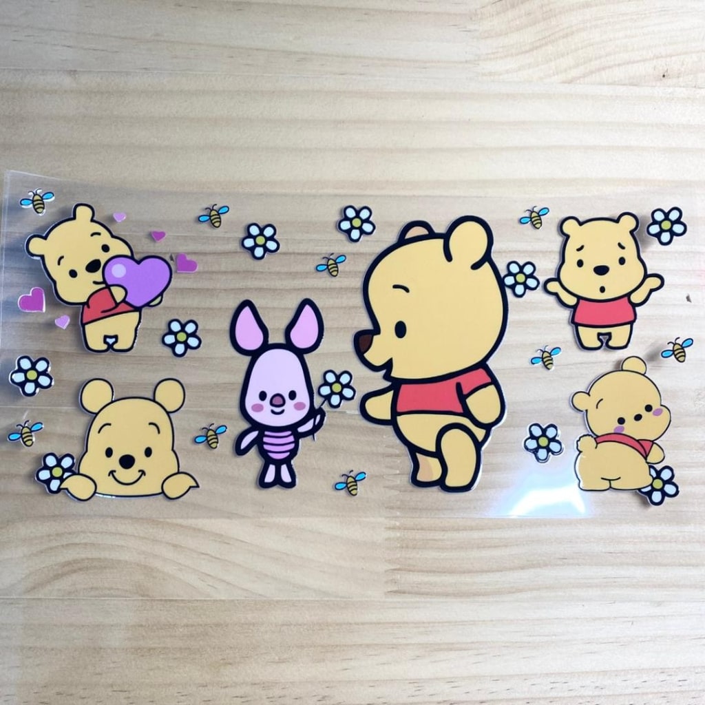 16oz UVDTF Cup Wraps, Winnie Pooh ,Cartoon