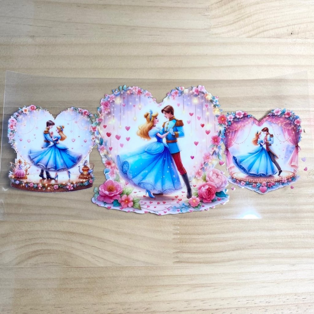 16oz UVDTF Cup Wraps,Princess Couple & Valentine's Day