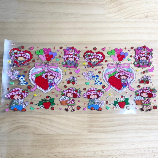 16oz UVDTF Cup Wraps, Strawberry Shortcak ,Cartoon