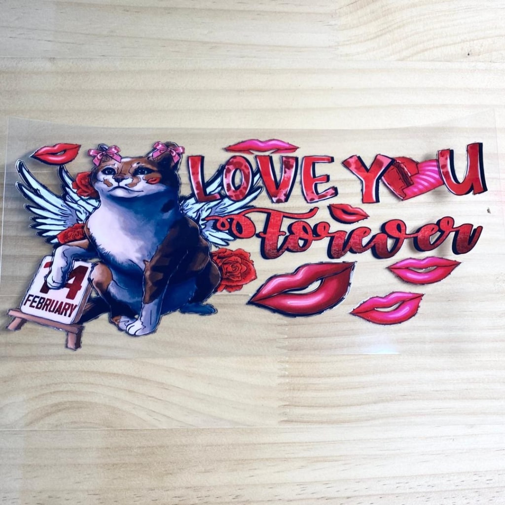 16oz UVDTF Cup Wraps,Cat & Valentine's Day