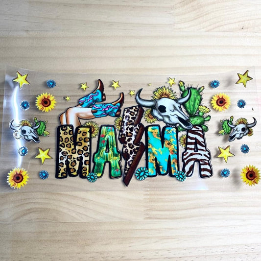 16oz UVDTF Cup Wraps,Cow Girl Mama & Mom & Mother