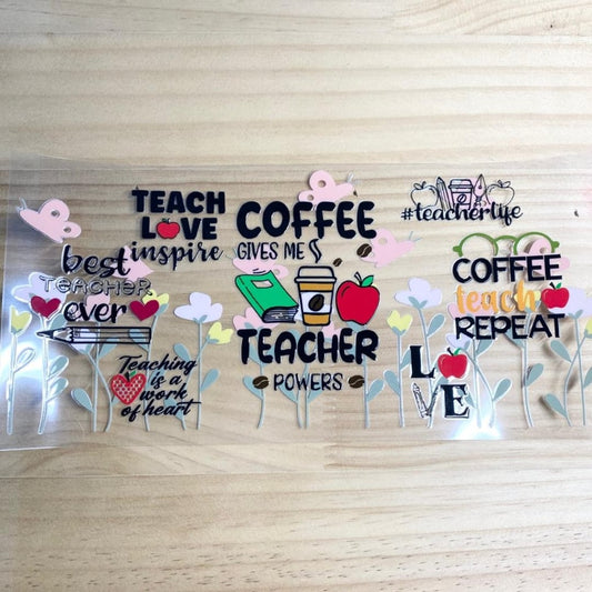 16oz UVDTF Cup Wraps,Teacher Coffee