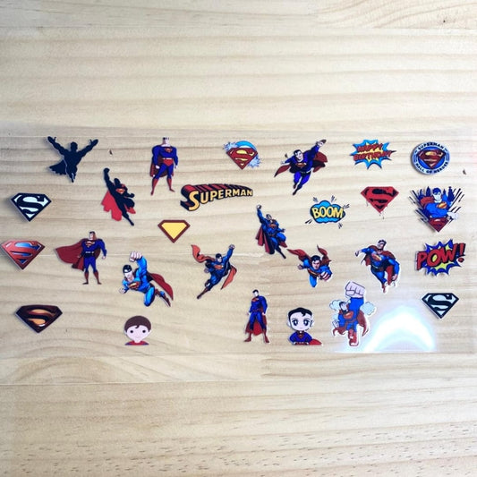 16oz UVDTF Cup Wraps, Superman & Superhero ,Cartoon