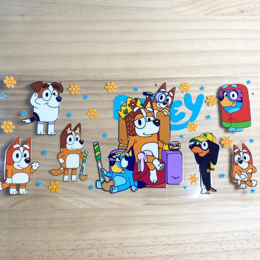 16oz UVDTF Cup Wraps, Bluey,Cartoon