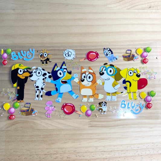 16oz UVDTF Cup Wraps, Bluey,Cartoon