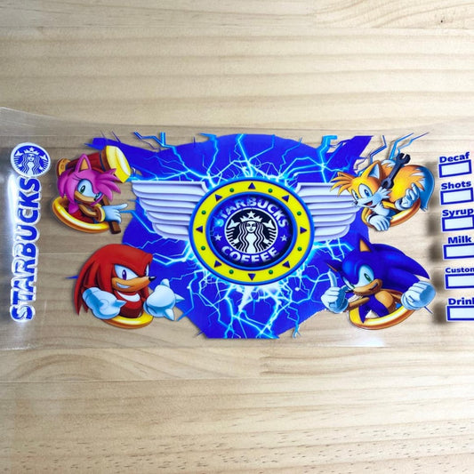 16oz UVDTF Cup Wraps, Starbuck Sonic ,Cartoon