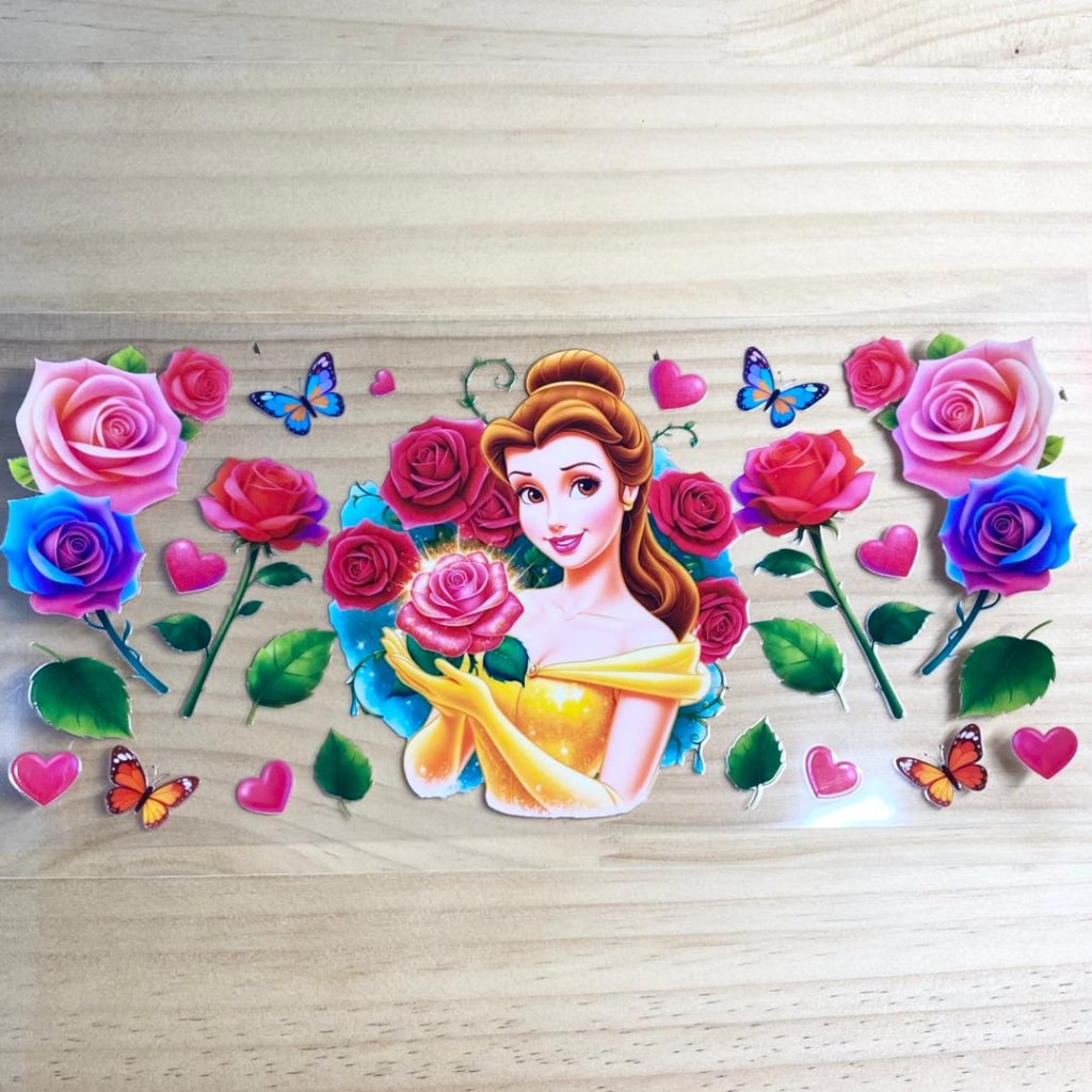 16oz UVDTF Cup Wraps, Princess Belle ,Cartoon