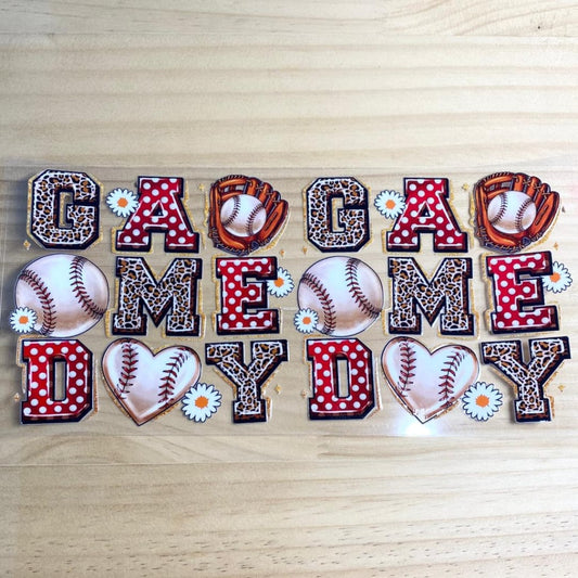 16oz UVDTF Cup Wraps,Game Day Baseball