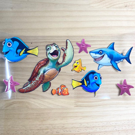 16oz UVDTF Cup Wraps,Nemo & Turtle ,Cartoon