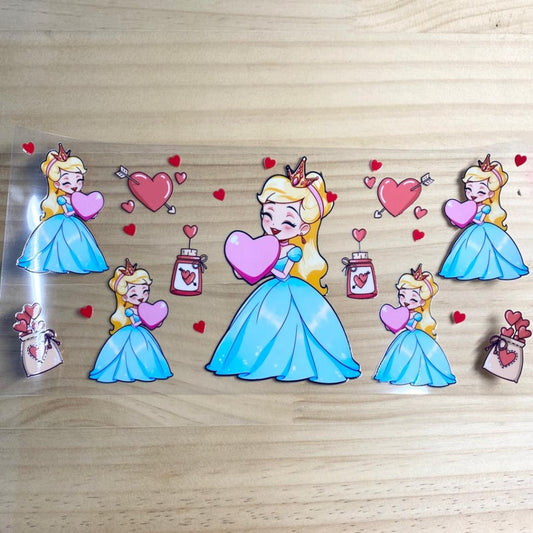16oz UVDTF Cup Wraps,Princess Cinderella  ,Cartoon, Heart