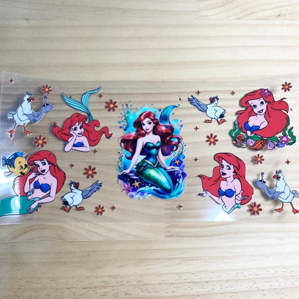 16oz UVDTF Cup Wraps,Princess Ariel ,Cartoon