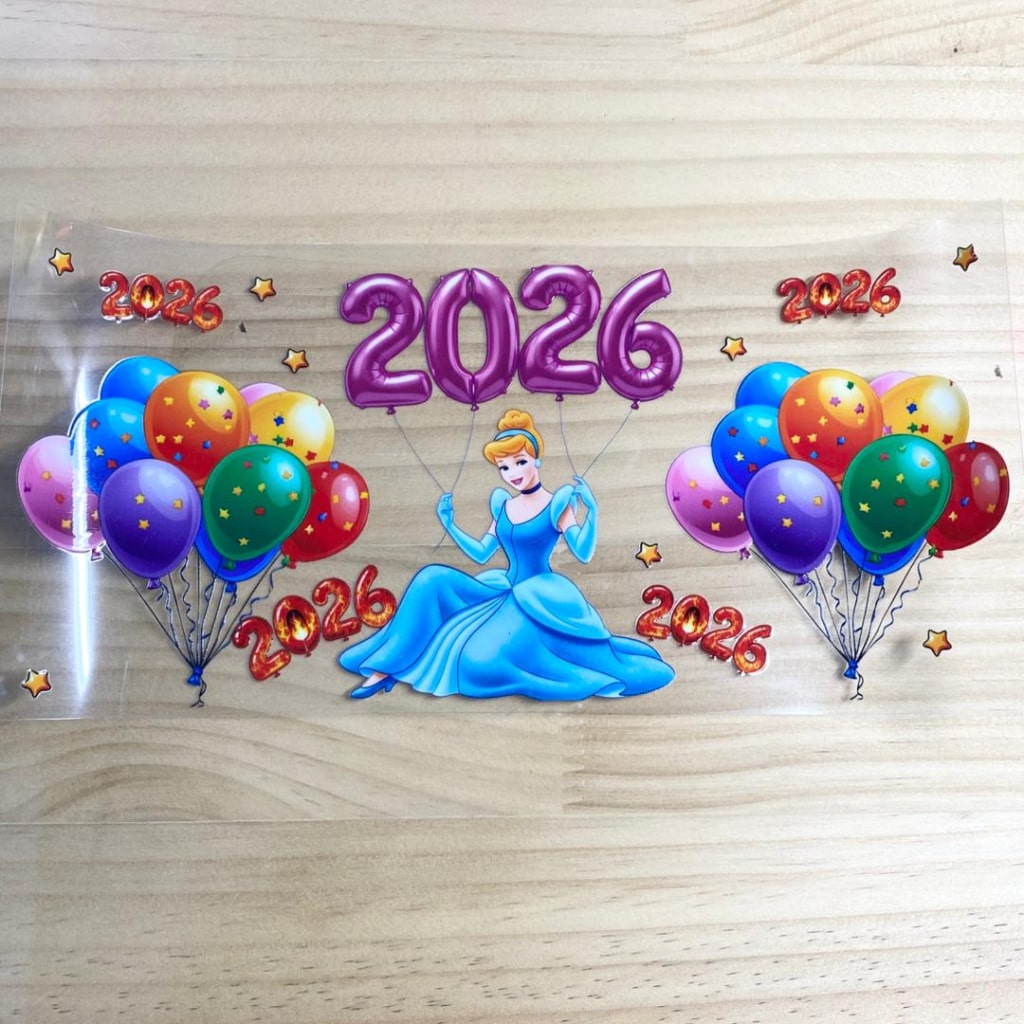 16oz UVDTF Cup Wraps,Princess Cinderella ,Cheer 2026 ,Cartoon