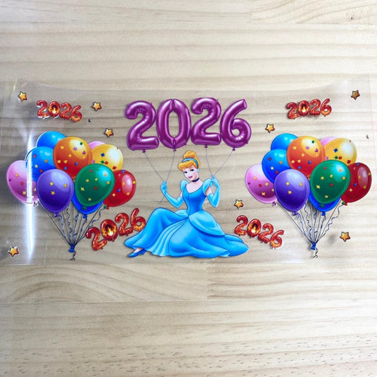 16oz UVDTF Cup Wraps,Princess Cinderella ,Cheer 2026 ,Cartoon