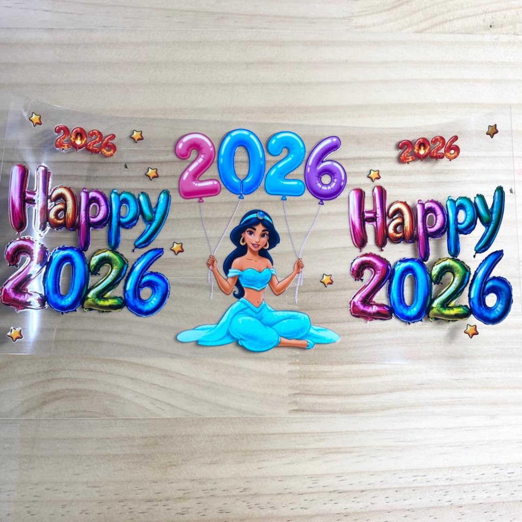 16oz UVDTF Cup Wraps,Princess Jasmin ,Happy 2026 , Cartoon