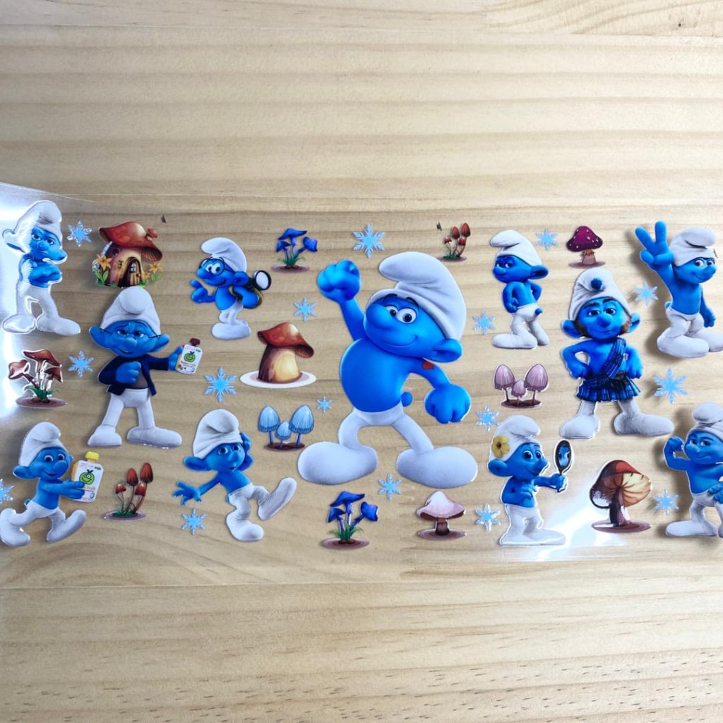 16oz UVDTF Cup Wraps,The Smurfs , Cartoon