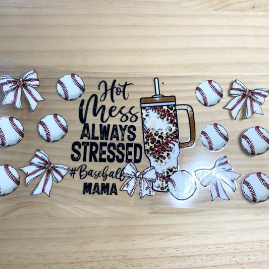 16oz UVDTF Cup Wraps, Baseball & Blessed Mama