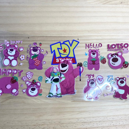 16oz UVDTF Cup Wraps,Toy Story Strawberry Bear ,Cartoon