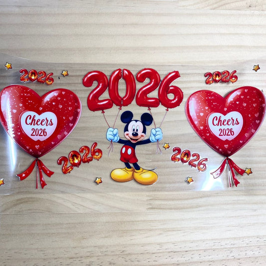 16oz UVDTF Cup Wraps,Happy 2026 ,Mickey Mouse ,Cartoon
