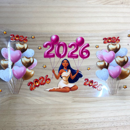 16oz UVDTF Cup Wraps,Happy 2026 ,Prinese ,Cartoon