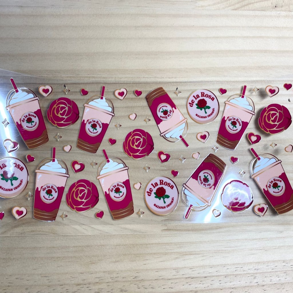 16oz UVDTF Cup Wraps,Heart ,Rose ,Drinking