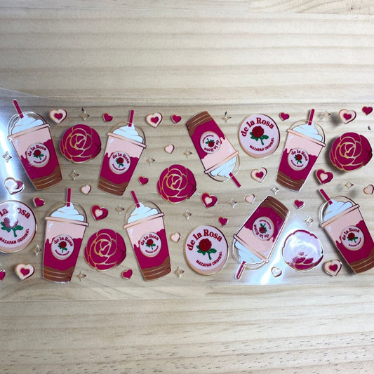 16oz UVDTF Cup Wraps,Heart ,Rose ,Drinking