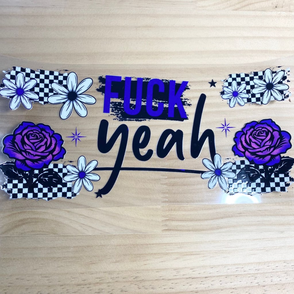 16oz UVDTF Cup Wraps,Bad Words & Flower