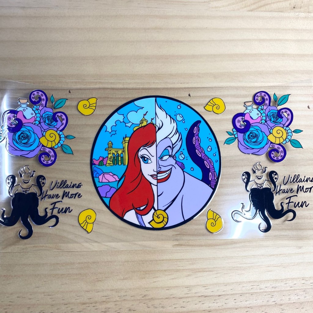 16oz UVDTF Cup Wraps, Princess Ariel ,Cartoon
