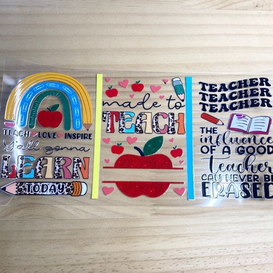16oz UVDTF Cup Wraps, Teacher ,Cartoon