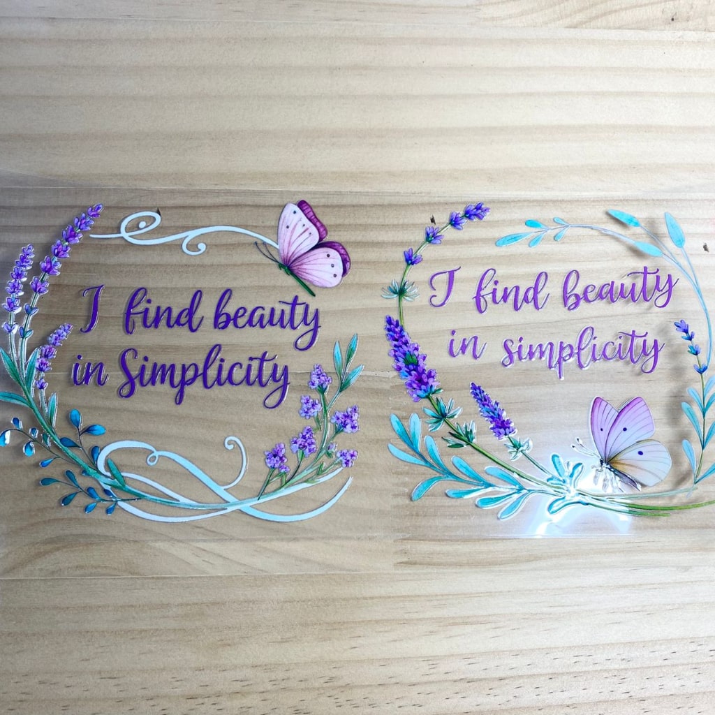 16oz UVDTF Cup Wraps, Postive Words, Butterfly & Flower