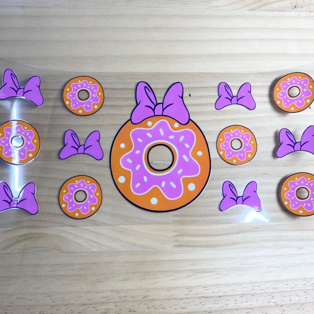 16oz UVDTF Cup Wraps, Donut & Bowtie