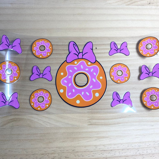 16oz UVDTF Cup Wraps, Donut & Bowtie