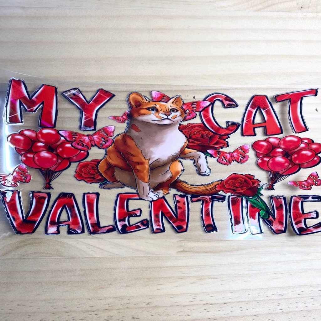 16oz UVDTF Cup Wraps,Valentine's Day ,Cat