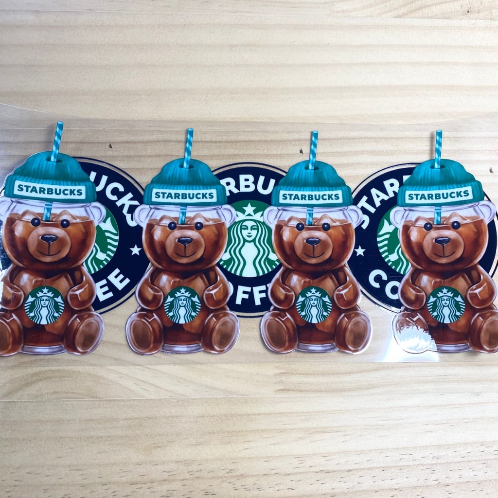 16oz UVDTF Cup Wraps,Starbuck Coffee Bear