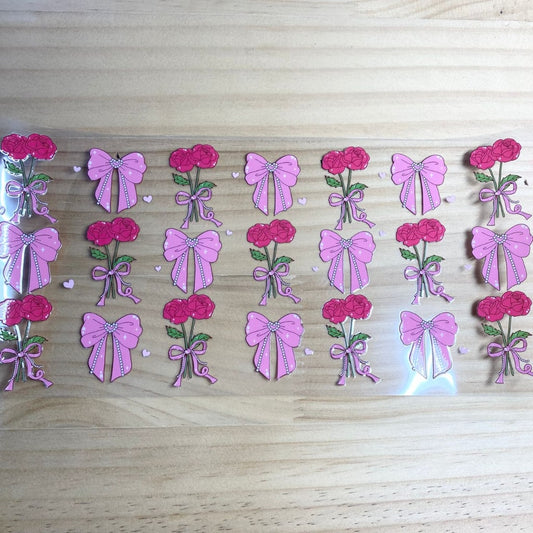 16oz UVDTF Cup Wraps,Pink Bow & Flower