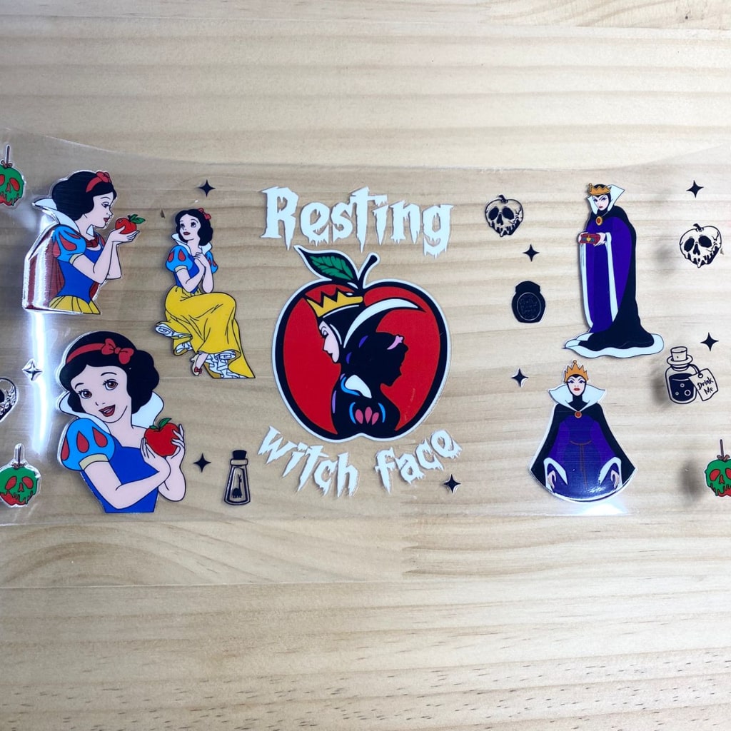 16oz UVDTF Cup Wraps,Princess Snow White & Bad Queen , Cartoon