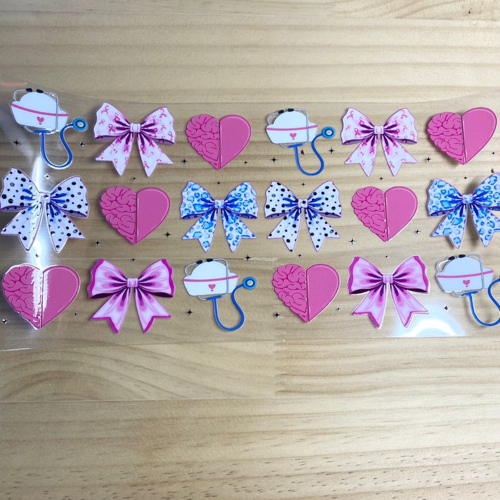 16oz UVDTF Cup Wraps, Bow & Nurse & Ribbon