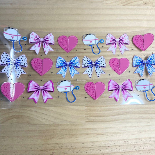 16oz UVDTF Cup Wraps, Bow & Nurse & Ribbon