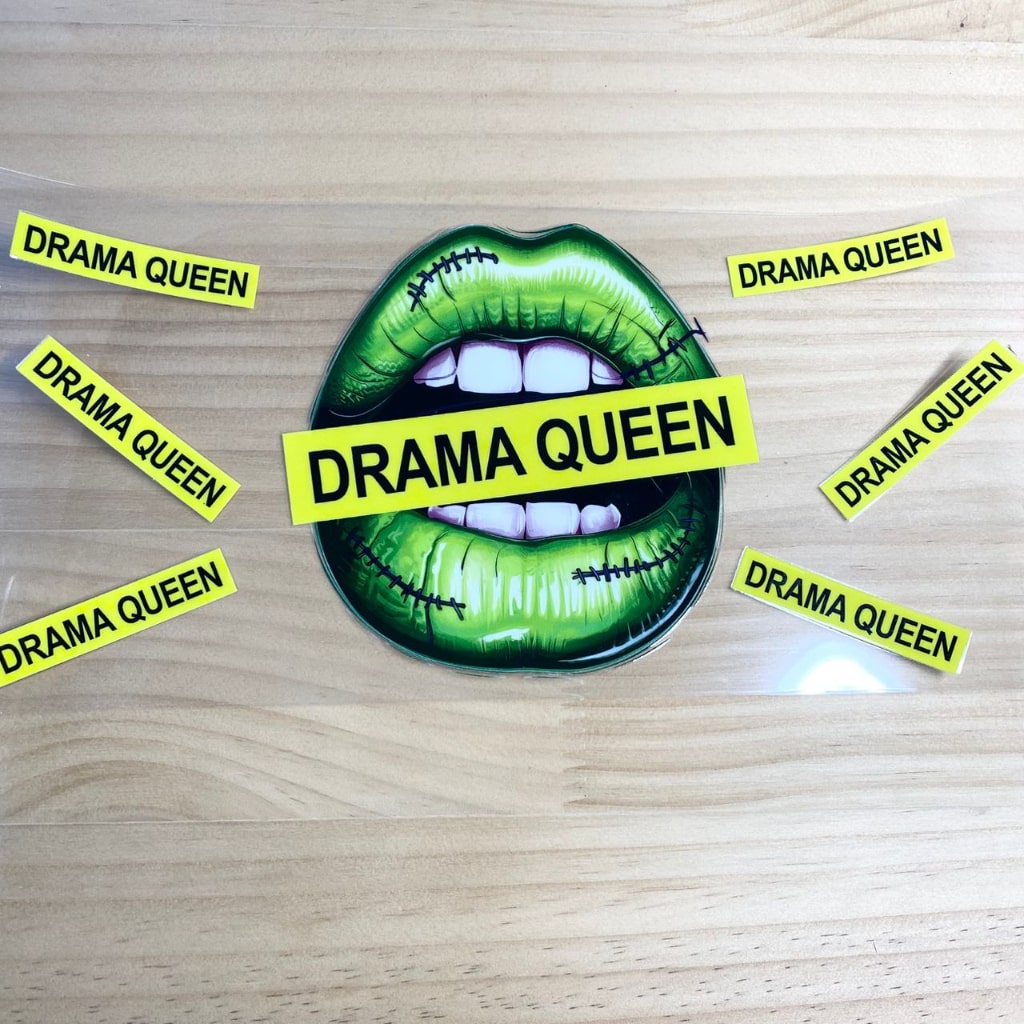 16oz UVDTF Cup Wraps, Drama Queen & Word