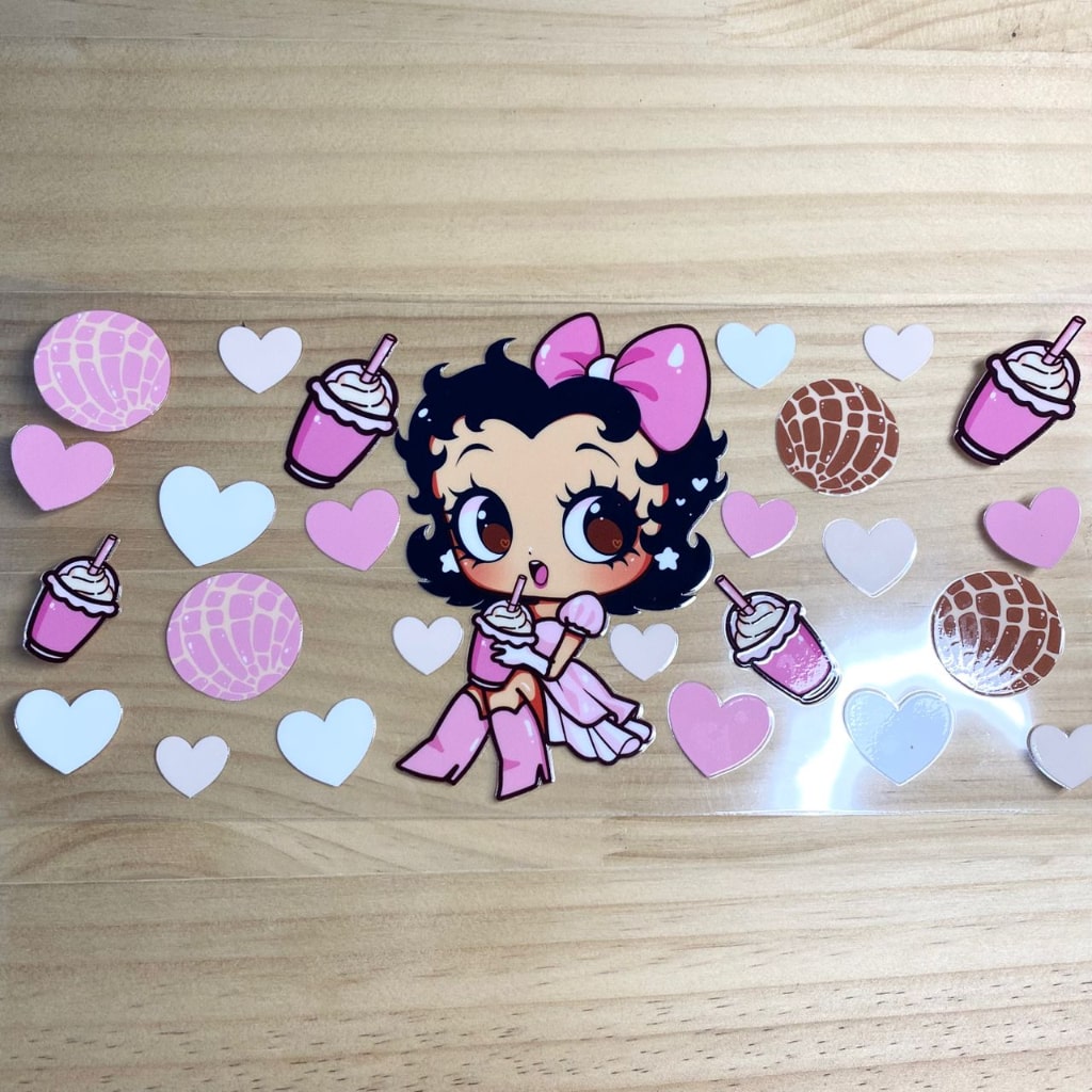 16oz UVDTF Cup Wraps, Betty Boop & Concha ,Cartoon