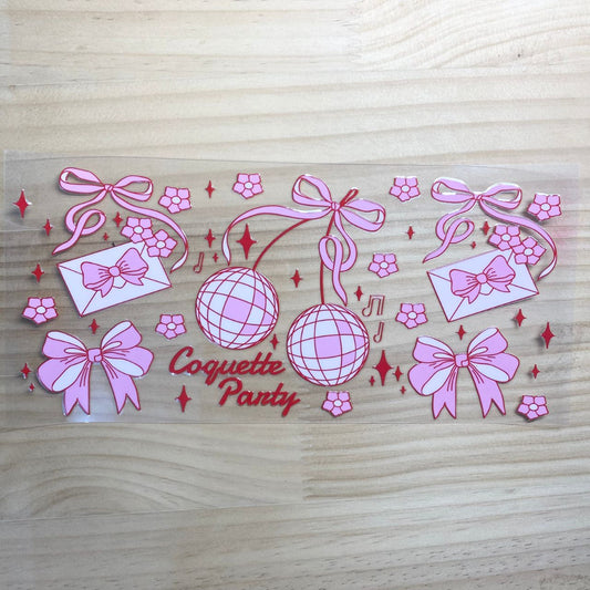 16oz UVDTF Cup Wraps,Disco Ball & Cherry & Bow
