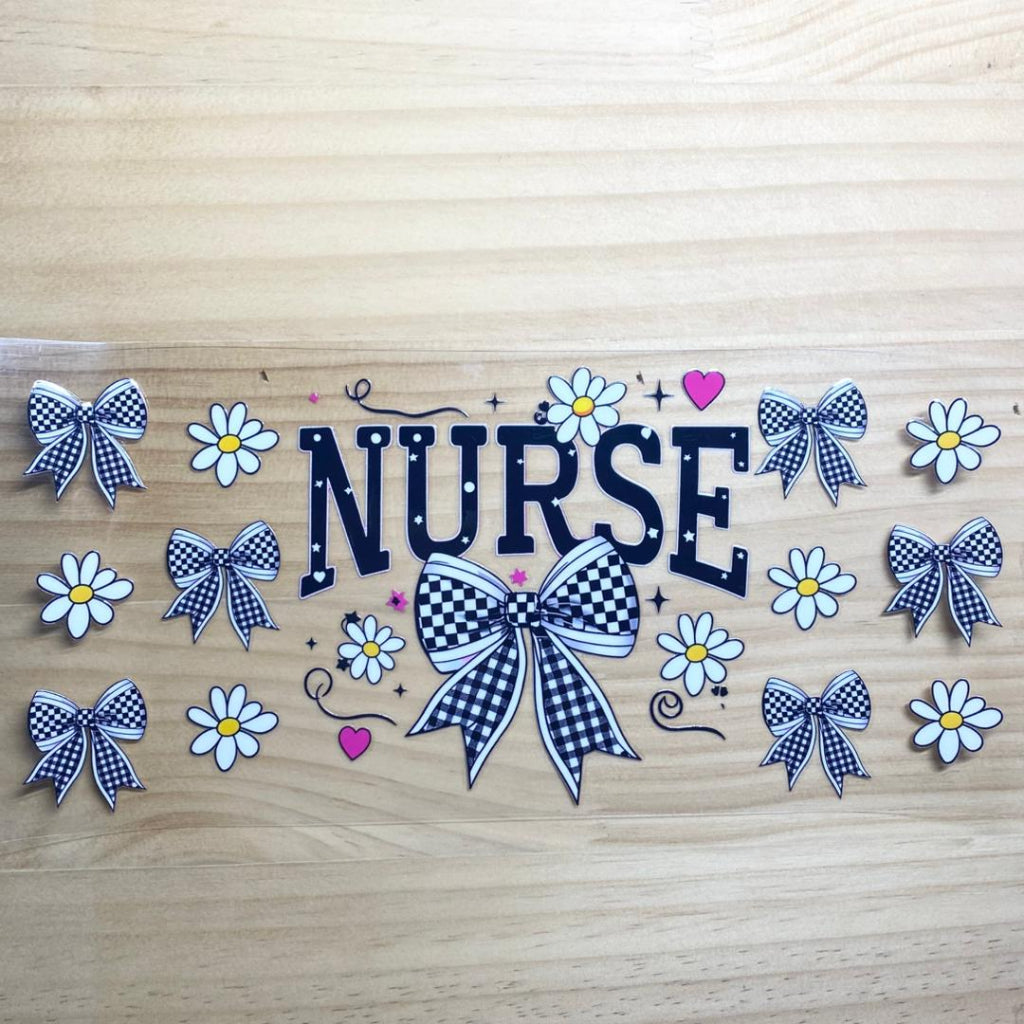 16oz UVDTF Cup Wraps,Nurse & Bow & Flower