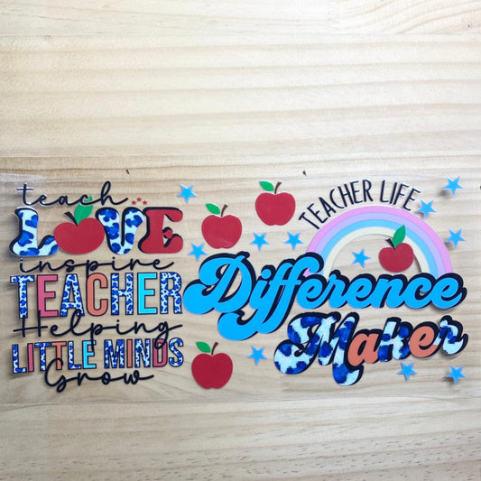 16oz UVDTF Cup Wraps,Teacher & Apple