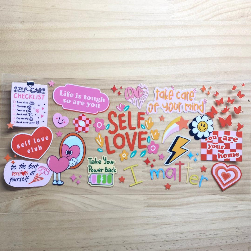 16oz UVDTF Cup Wraps,Positive Words & Self Love