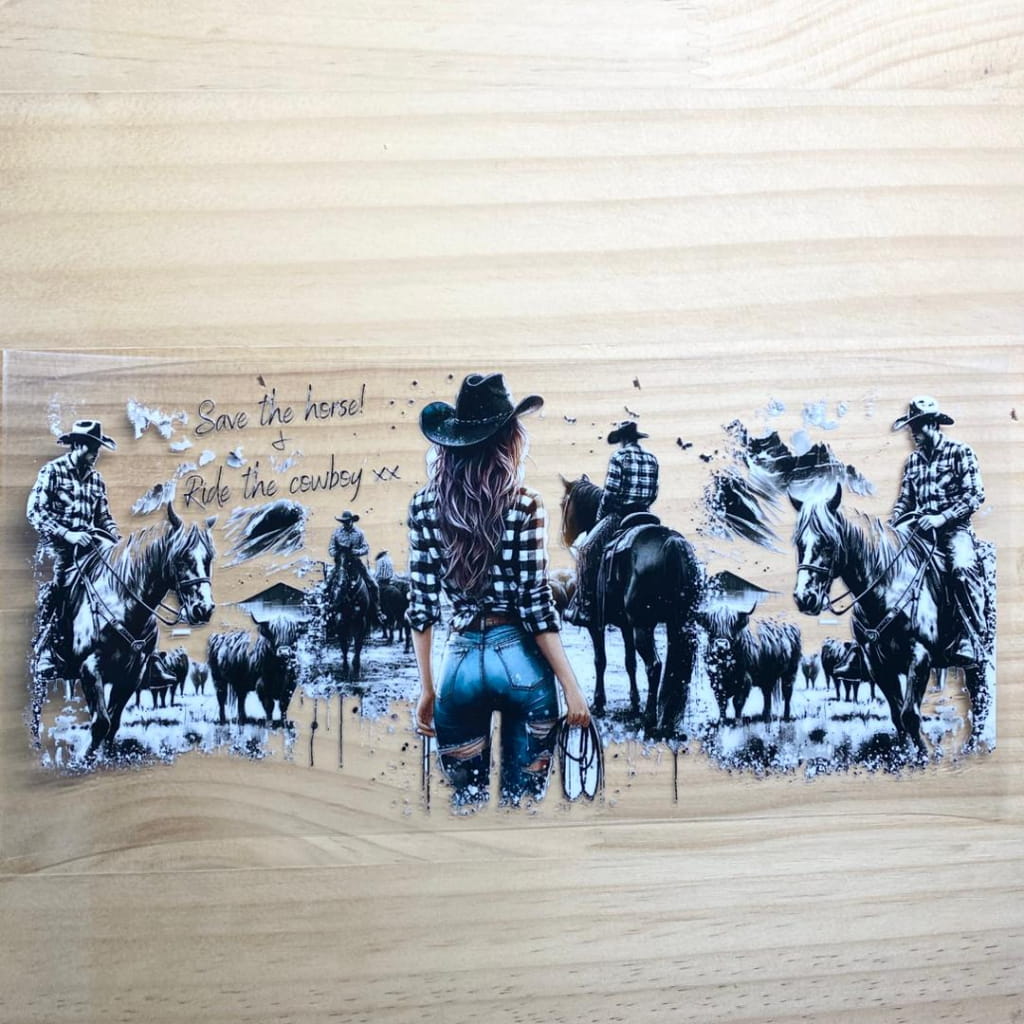 16oz UVDTF Cup Wraps, Horse & Cool Girl & Cowboy