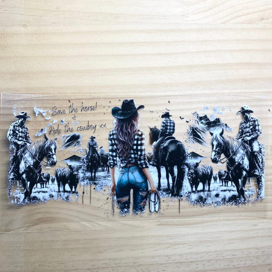16oz UVDTF Cup Wraps, Horse & Cool Girl & Cowboy