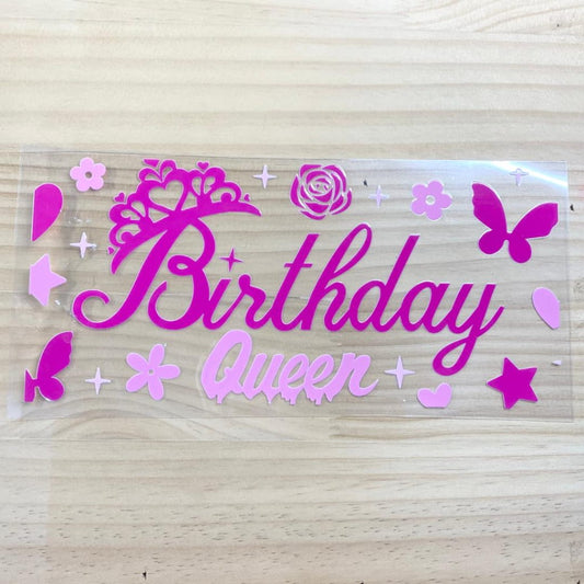 16oz UVDTF Cup Wraps, Words, Birthday Queen