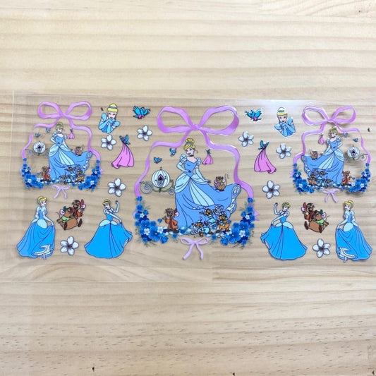 16oz UVDTF Cup Wraps,Cartoon Princess, Cinderella